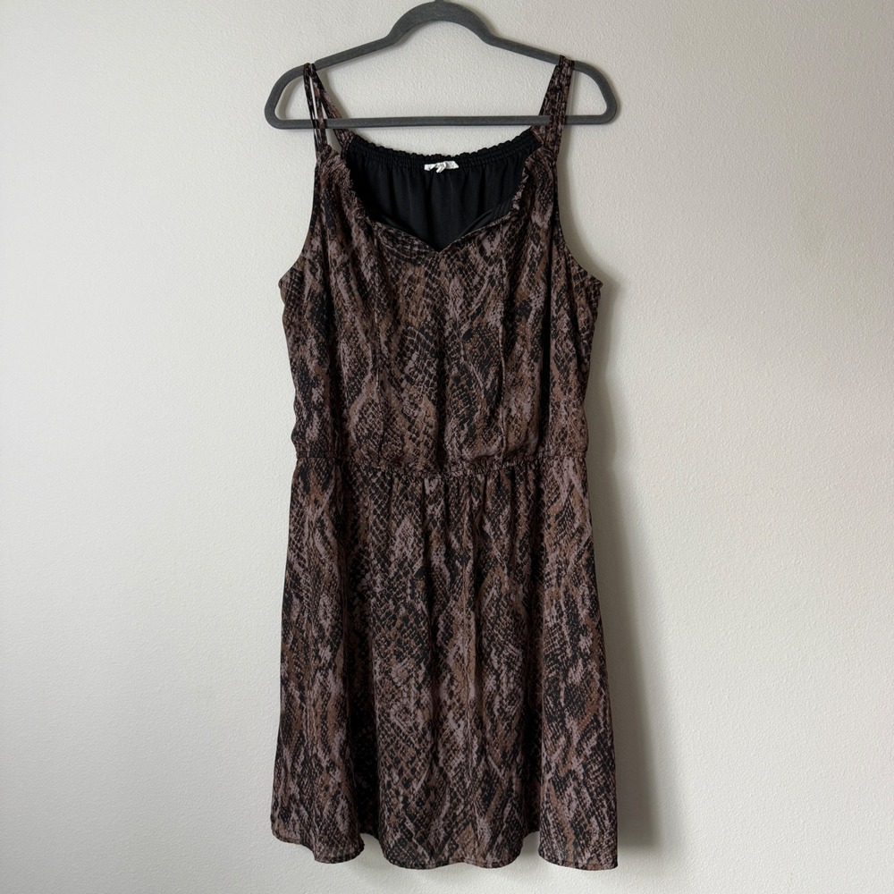 Maurices Womens XXL Brown Snakeskin Print Elastic Waist Sleeveless Lined Dress
